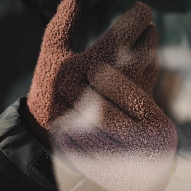 Maden Vintage Black Sable Fur Knitted Windproof Coldproof Warm Full Finger Gloves