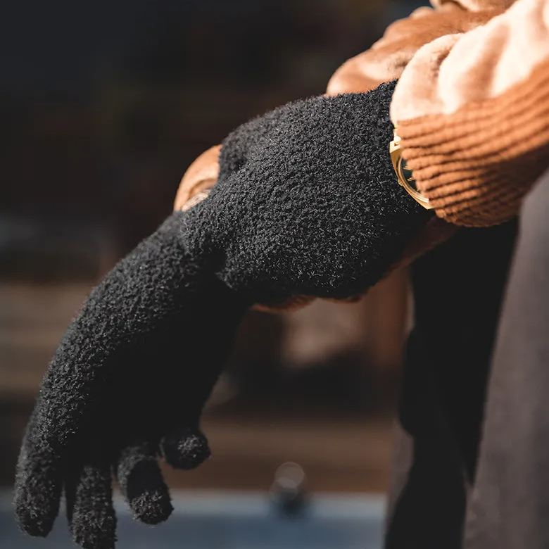 Maden Vintage Black Sable Fur Knitted Windproof Coldproof Warm Full Finger Gloves