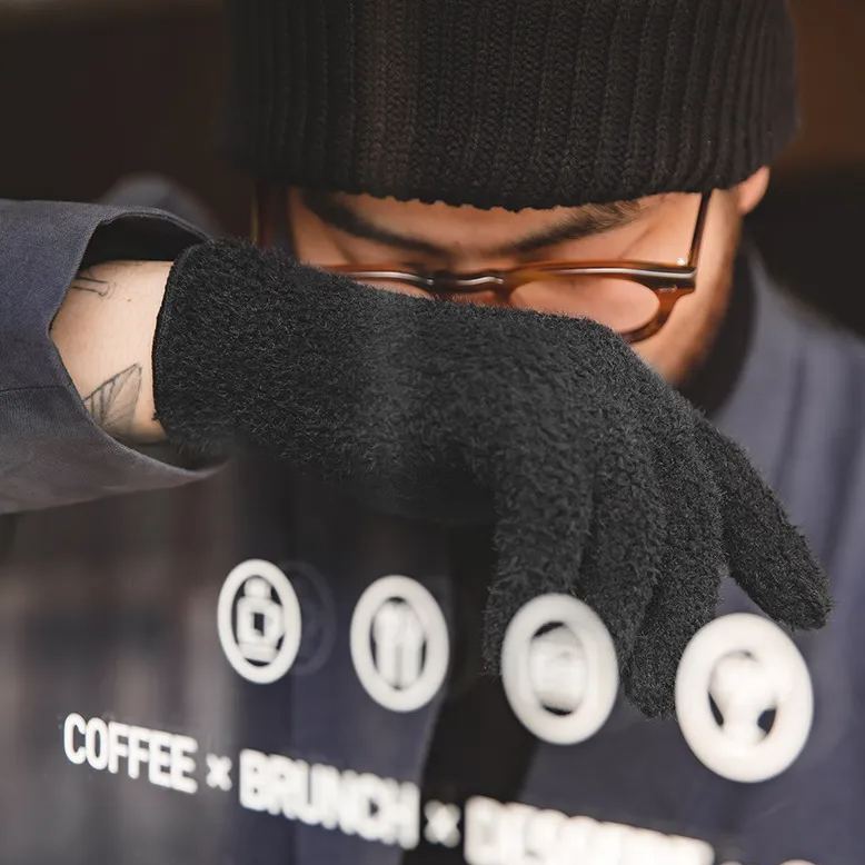 Maden Vintage Black Sable Fur Knitted Windproof Coldproof Warm Full Finger Gloves