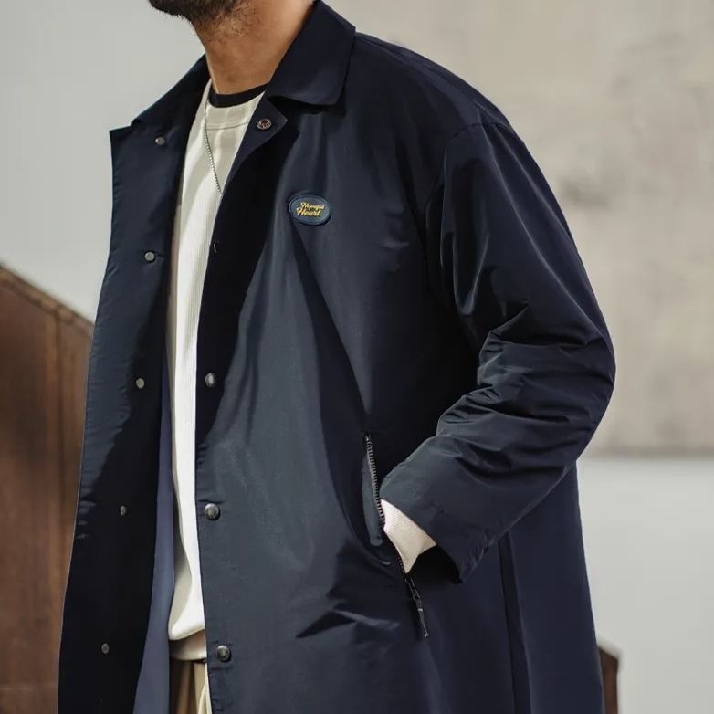 Maden Vintage Teflon Three-Proof Balmacon Trench Coat Lapel Mid-Length Overcoat