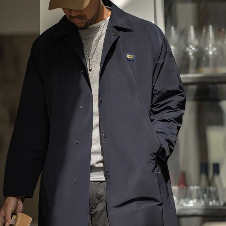 Maden Vintage Teflon Three-Proof Balmacon Trench Coat Lapel Mid-Length Overcoat