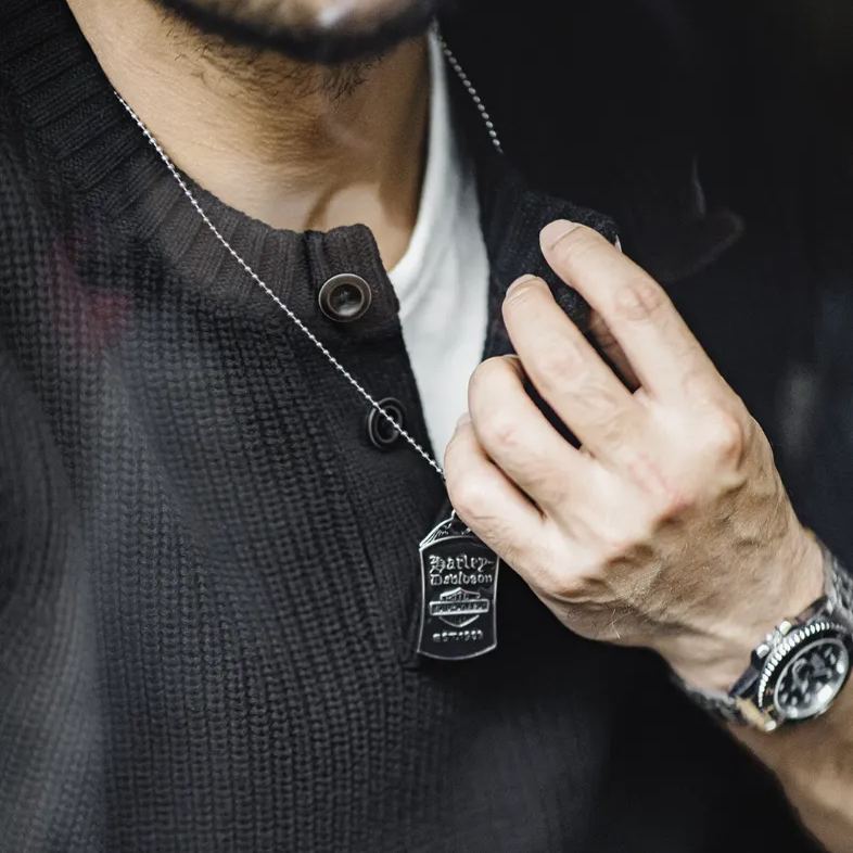 Maden Vintage Knitted Henley Shirt Amekaji Vertical Striped Pullover Sweater