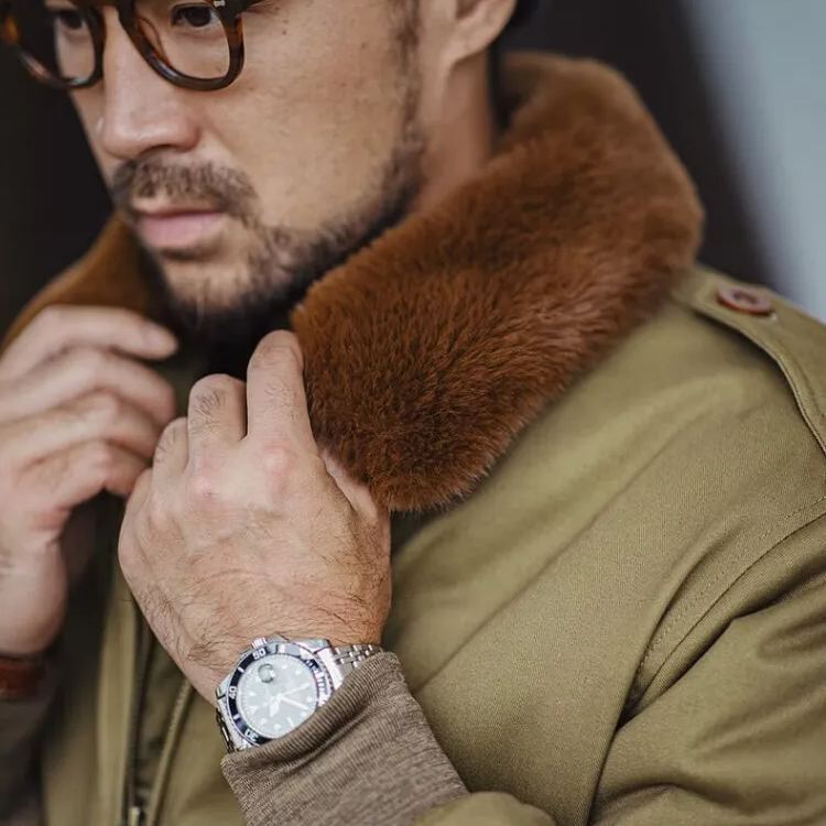 Maden Retro B10 Bomber Jacket Cotton Coat Mao Collar Flip Collar Cotton Coat Flight Coat