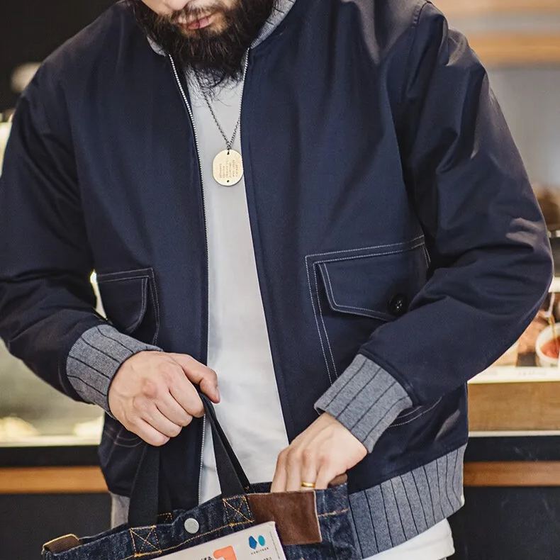 Magi Retro A1 Pilot jacket Bomber short contrasting patchwork baseball jacket