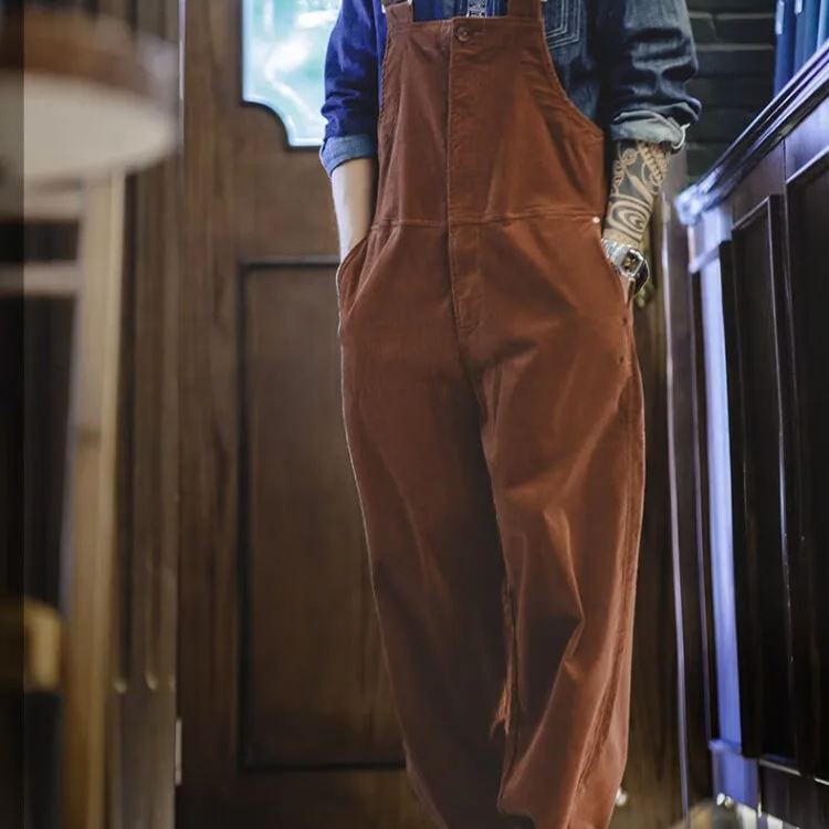 Magi Corduroy Backband Pants Amikaki Loose Straight Strap Jumpsuit