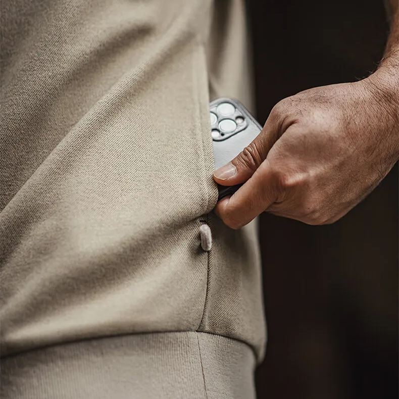 Maden casual Henry collar woolen hoodie gray cleanfit long sleeved base sweater