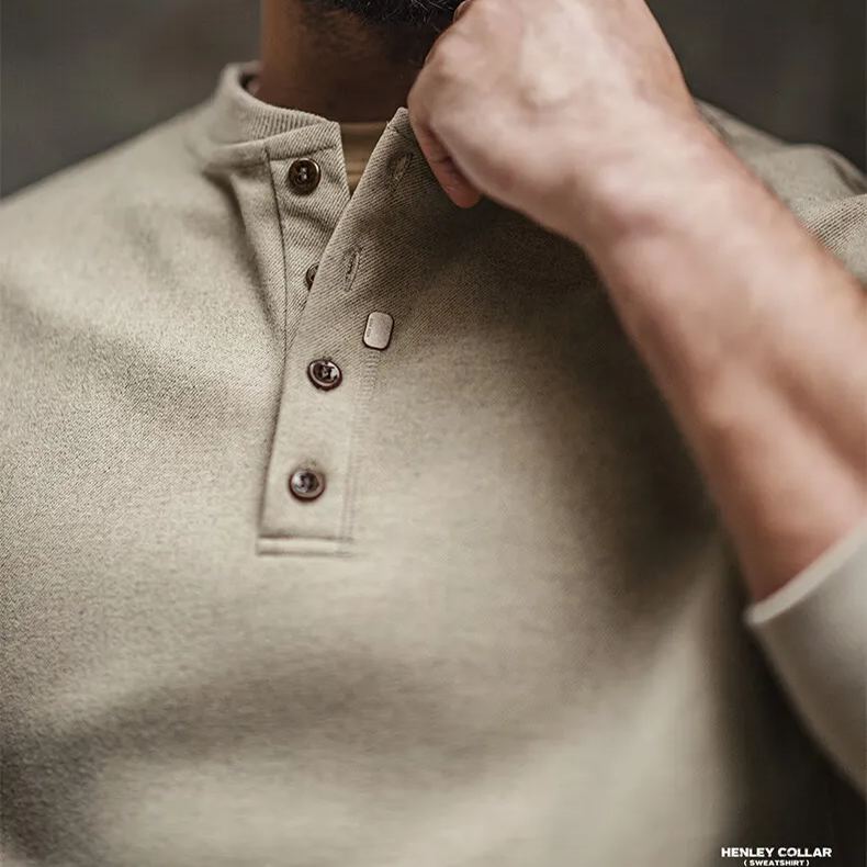 Maden casual Henry collar woolen hoodie gray cleanfit long sleeved base sweater