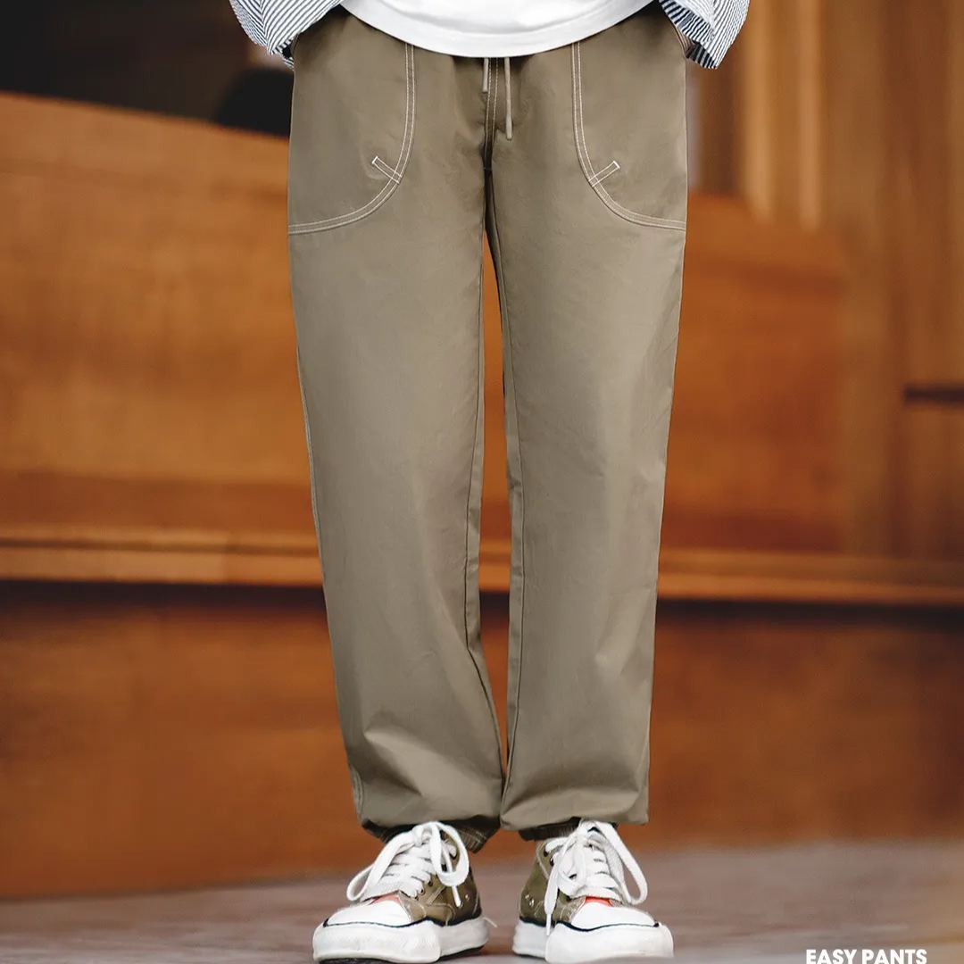 Maden Casual Collection Mingxian Tie Feet Pants Design Sense Cityboy Straight Leg Casual Pants