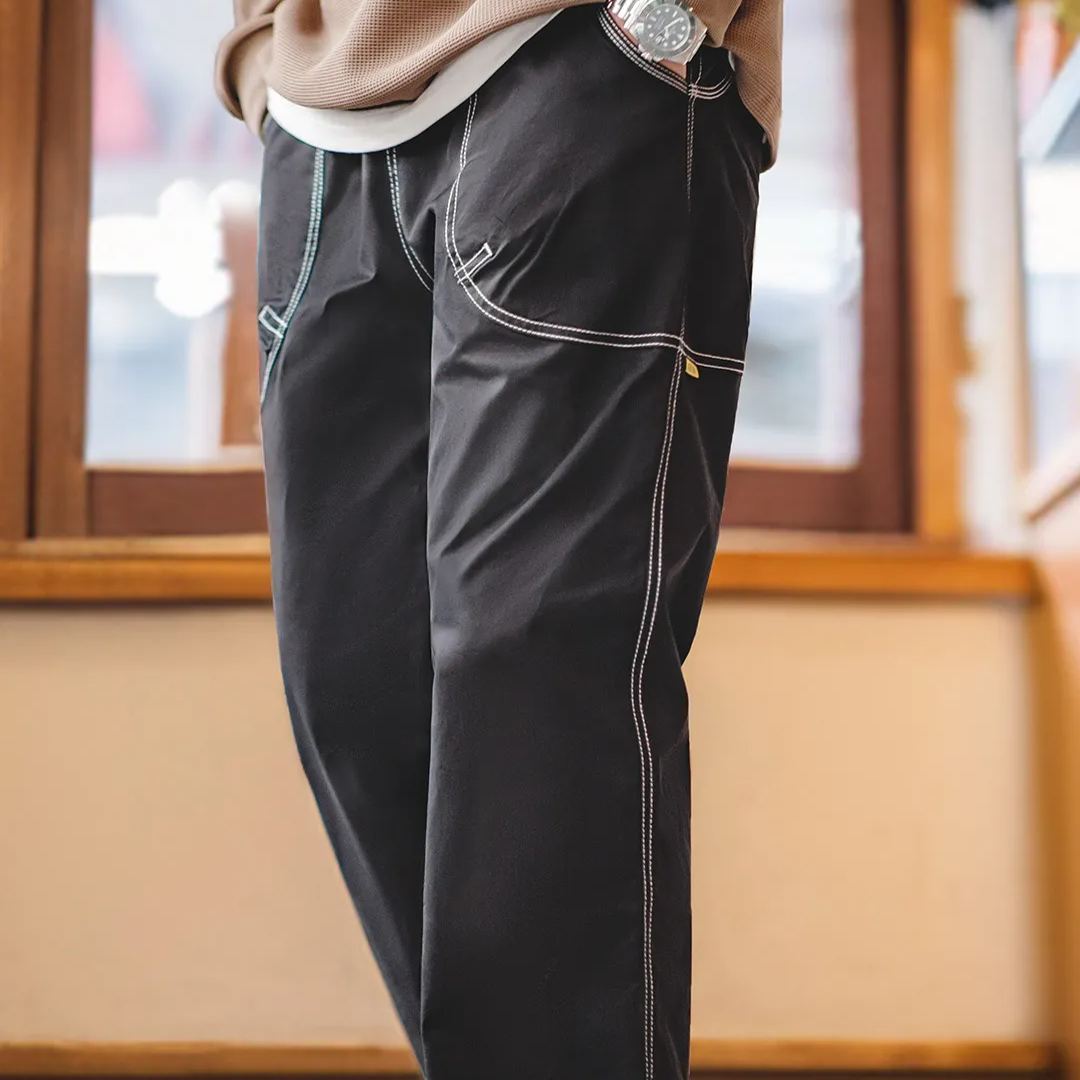 Maden Casual Collection Mingxian Tie Feet Pants Design Sense Cityboy Straight Leg Casual Pants