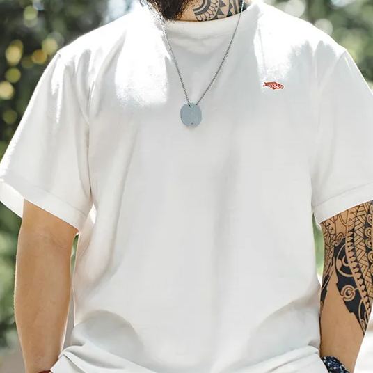 Maden Warm Color Change Lucky Short Sleeve T Japanese Retro Carp Flag Text Printed All Cotton T-shirt