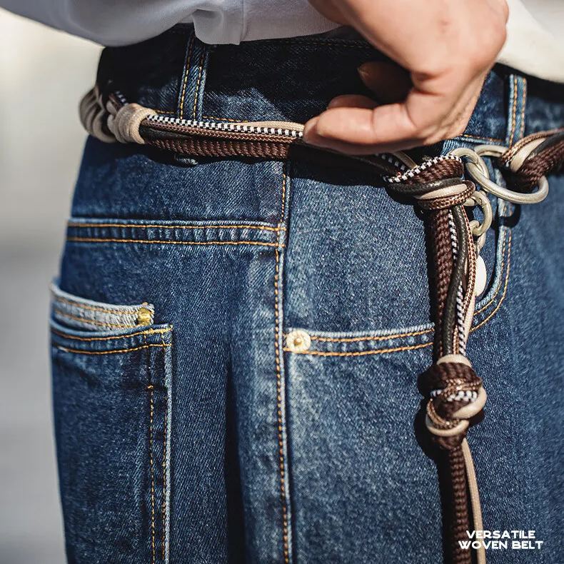 Maden Vintage Multi purpose Woven Waistband Outdoor Waist Chain Pant Chain Hanging Decoration