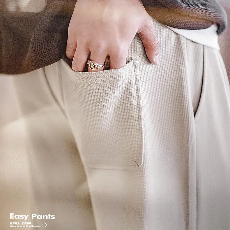 Magi Casual Easypants Waffle Guard Pants Sports Modal Strap Straight Leg Pants