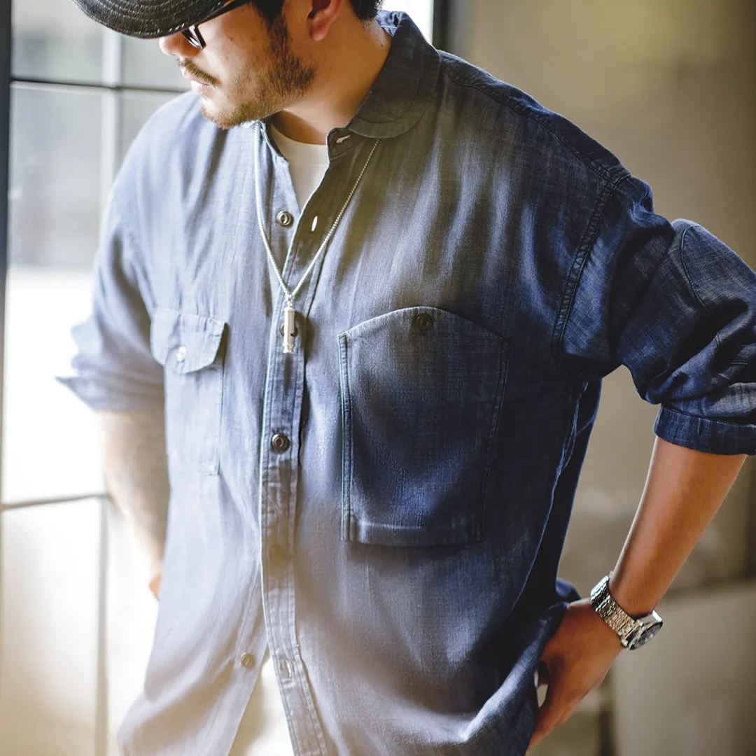 Maden Vintage Tencel Denim Shirt Denim Lyocell Long sleeved CPO Shirt Coat