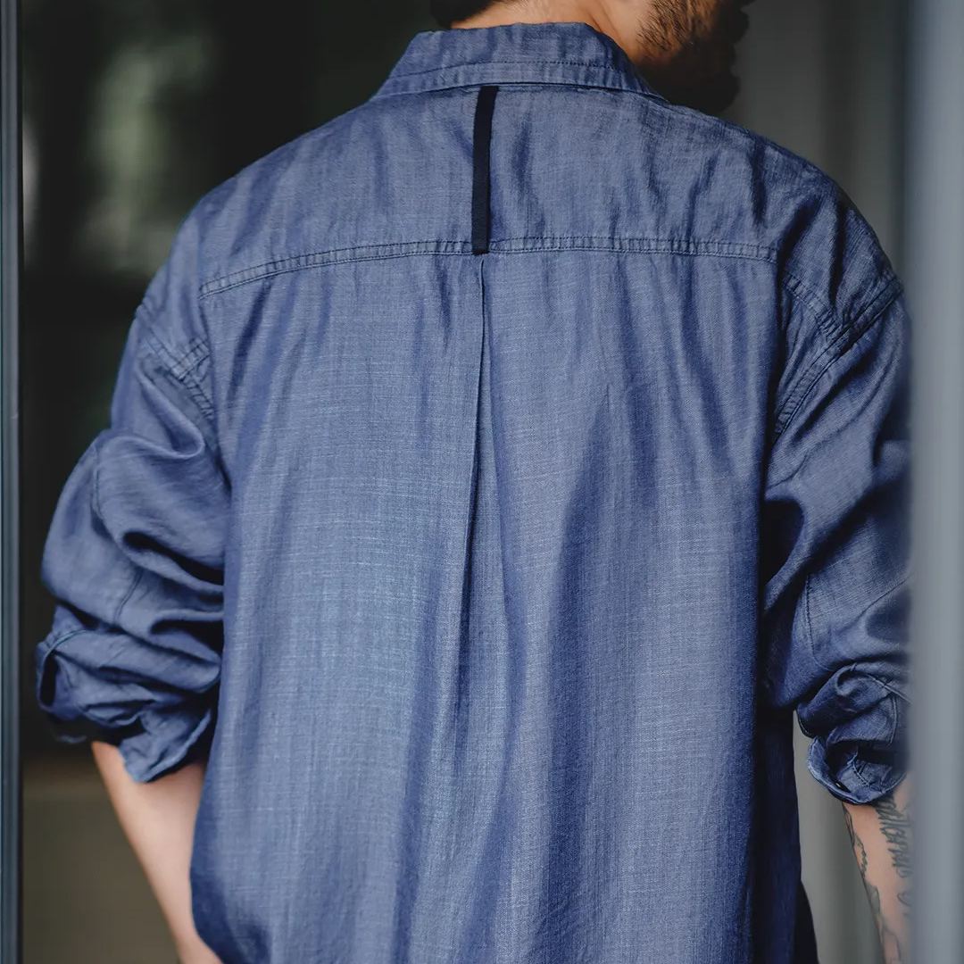 Maden Vintage Tencel Denim Shirt Denim Lyocell Long sleeved CPO Shirt Coat