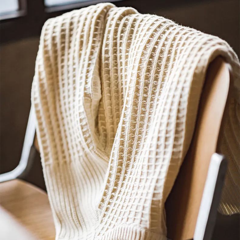 Maden Casual Waffle Round Neck Knit Warm Pullover with Underlay Sweater