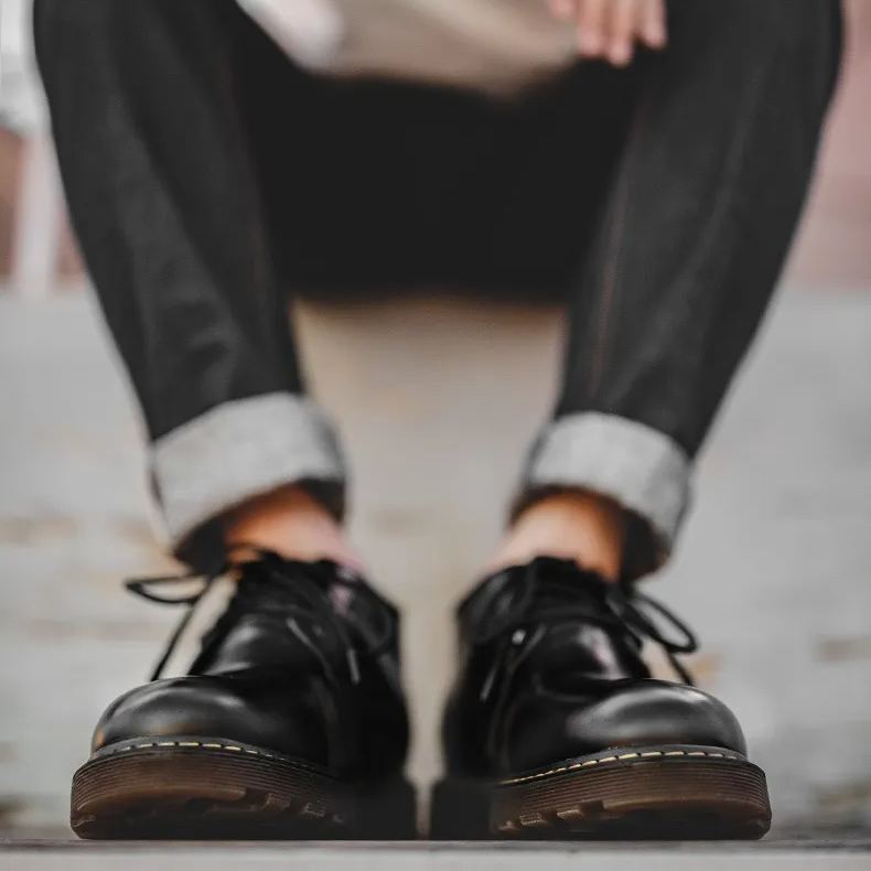 Maden workwear British style high cut black leather shoes, trendy leather boots, short boots