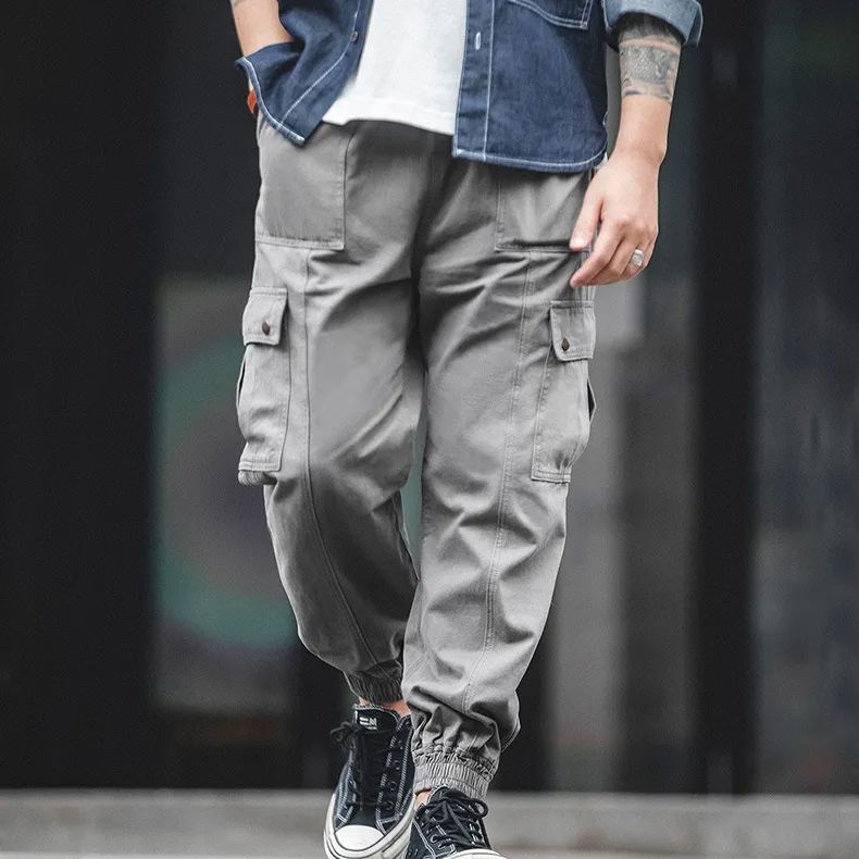 Maden retro black functional leggings with pockets, straight leg casual cropped lantern leggings