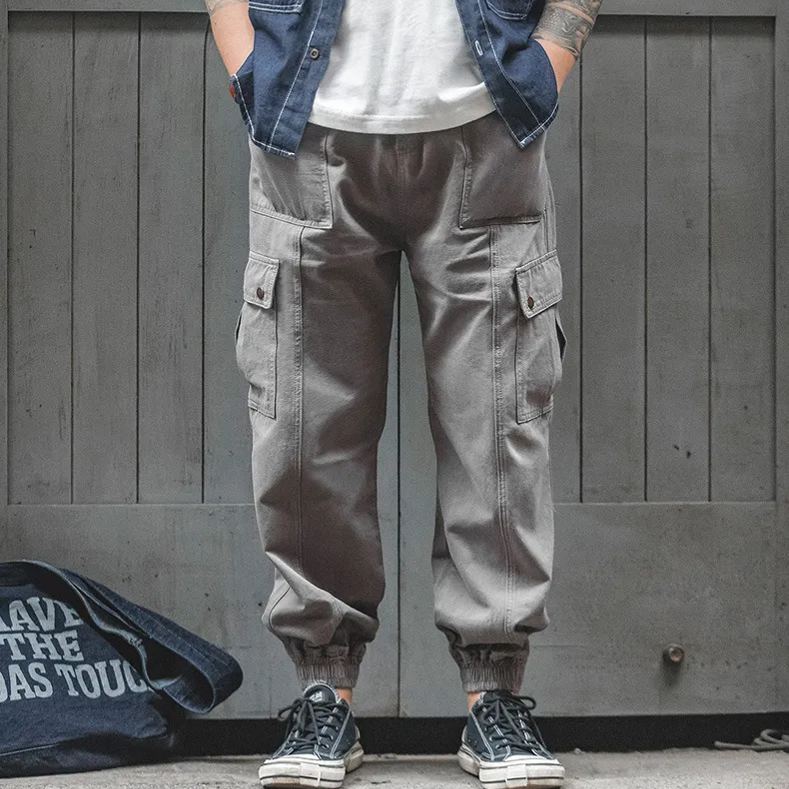 Maden retro black functional leggings with pockets, straight leg casual cropped lantern leggings