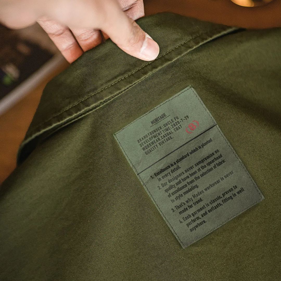 Maden Retro M42 Four Pocket Short sleeved Shirt Military Style Loose Silhouette Flip Collar Shirt