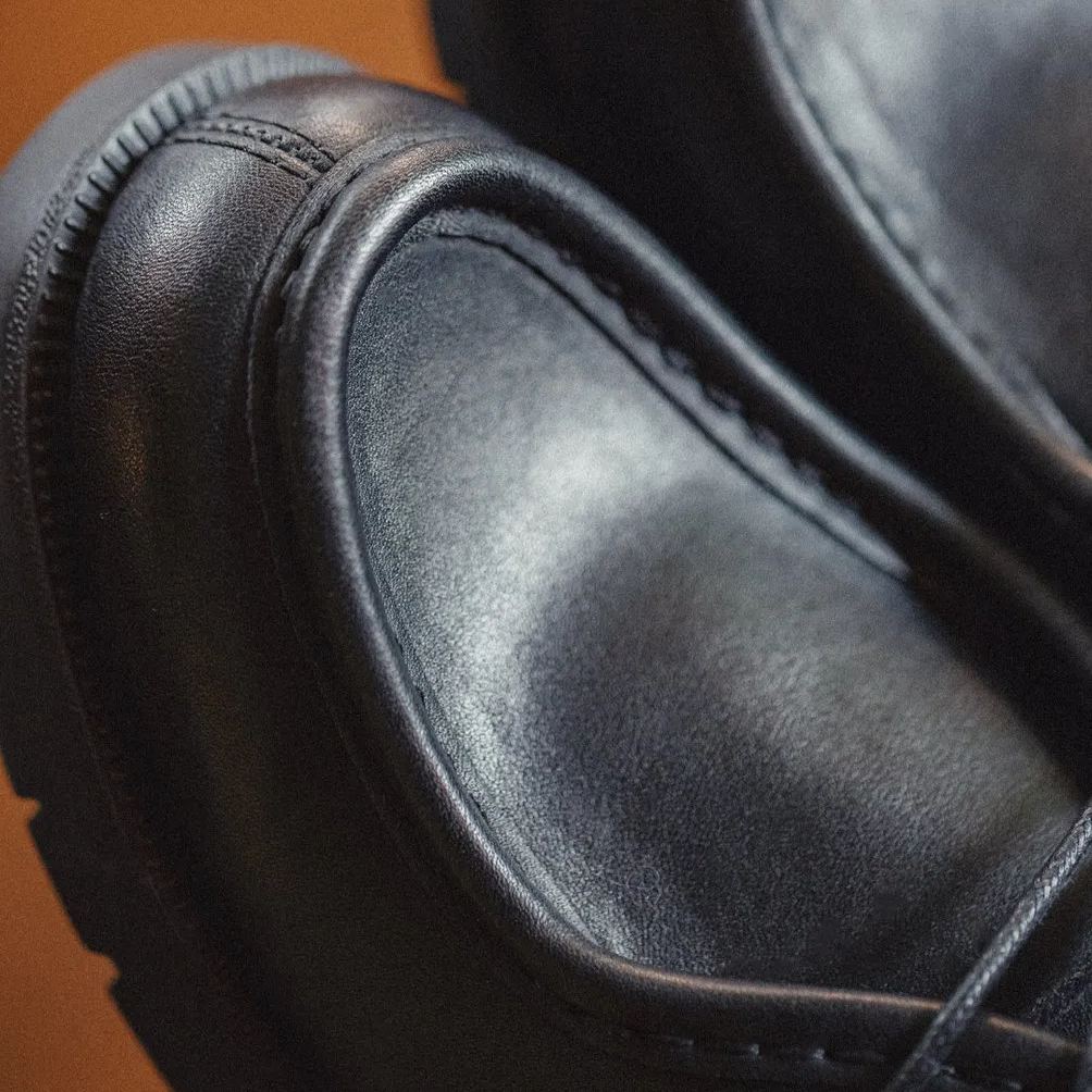 Maden retro Moccasin kangaroo shoes British casual black round toe Derby leather shoes