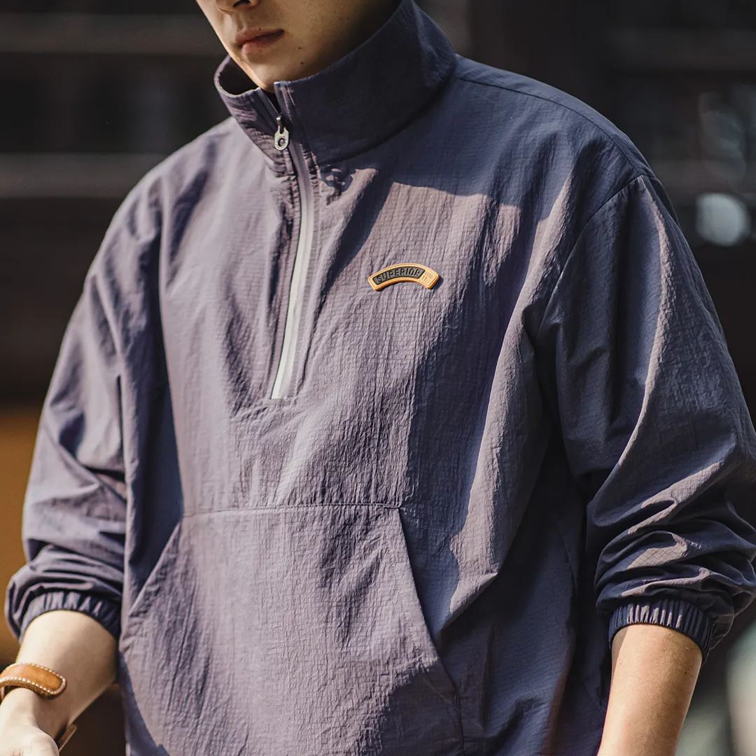 Maden Retro Half Zipper Stand up Neck Jacket Sweater Cityboy Sports Pullover Coat