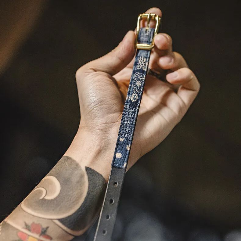 Magi Vintage Splicing Bracelet Brass Head Layer Plant Tanned Cowhide Bracelet