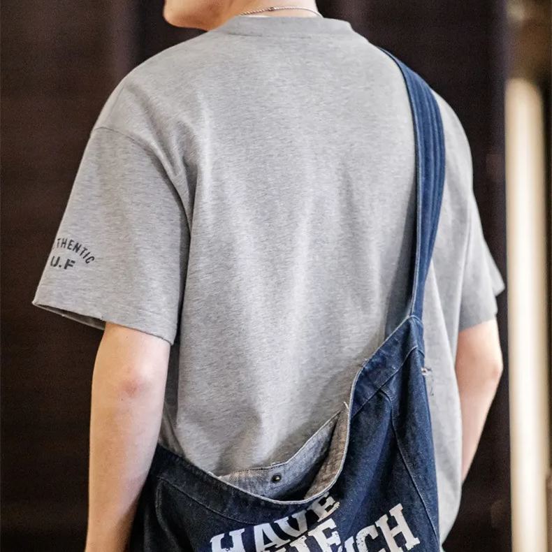 Maden casual embroidered badge design with pure cotton round neck and quarter sleeves Tee