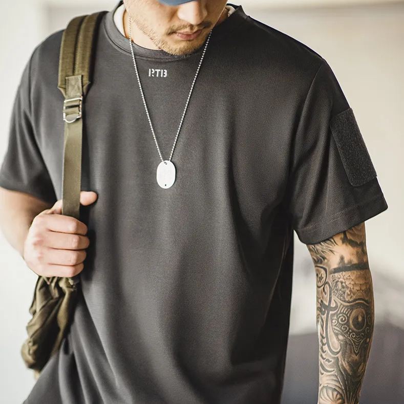 Maden casual honeycomb texture short sleeved T-shirt basic breathable sweat wicking training top