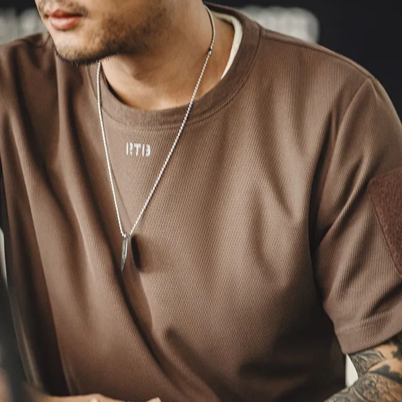 Maden casual honeycomb texture short sleeved T-shirt basic breathable sweat wicking training top