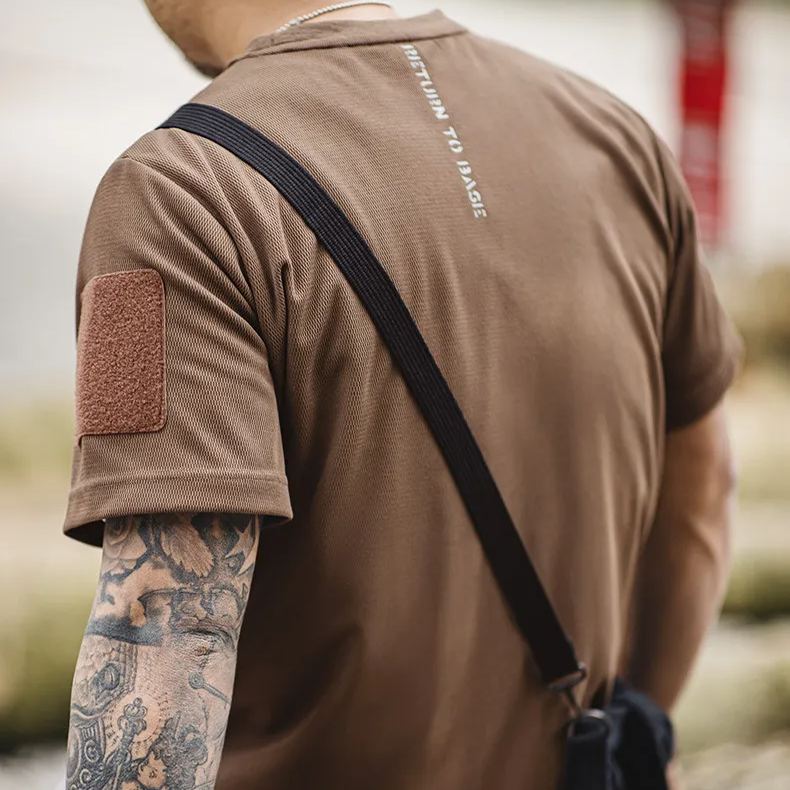 Maden casual honeycomb texture short sleeved T-shirt basic breathable sweat wicking training top