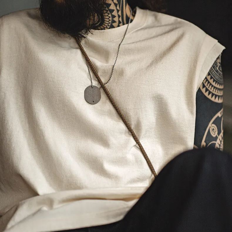 Maden Cotton Seed Shell Heavyweight Knitted Wide Shoulder Sports Pure Cotton Sleeveless T-shirt