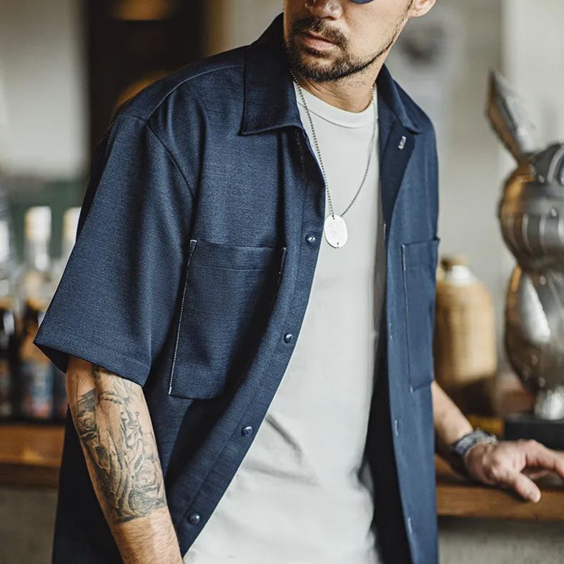 Maden casual oversize drape no iron shirt texture silhouette short sleeved shirt