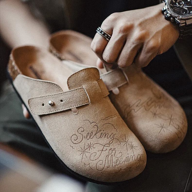 Maden Illustrated Bockenmuller Shoes Half Trailed Thick Sole Outerwear Fishing Flat Bottom Baotou Cool Slippers