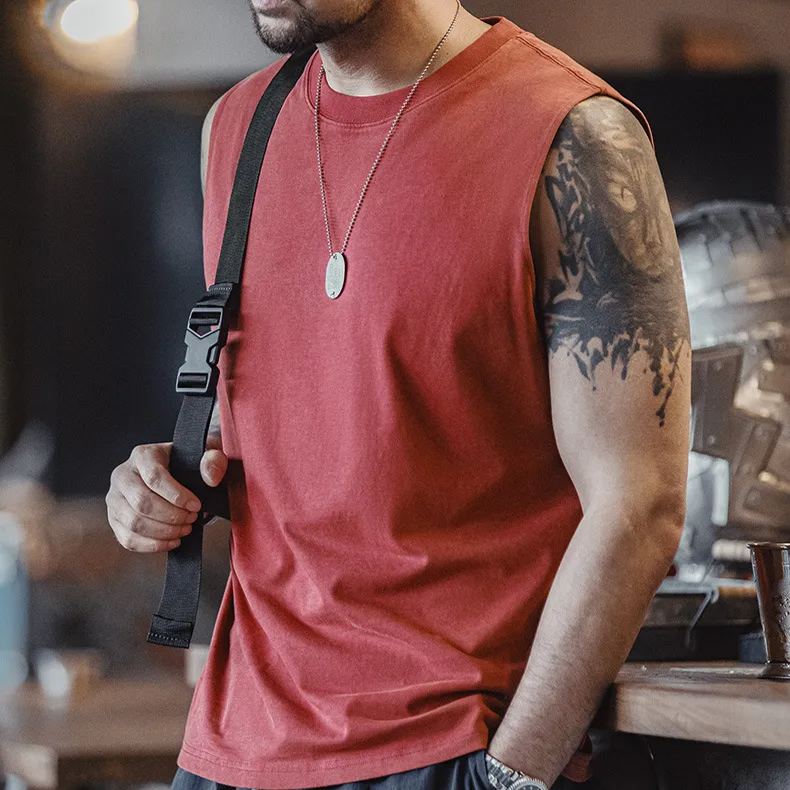 Maden Vintage Tough Guy Old Tank Top Pure Cotton Sports and Fitness Backing Sweetheart Sleeveless T-shirt