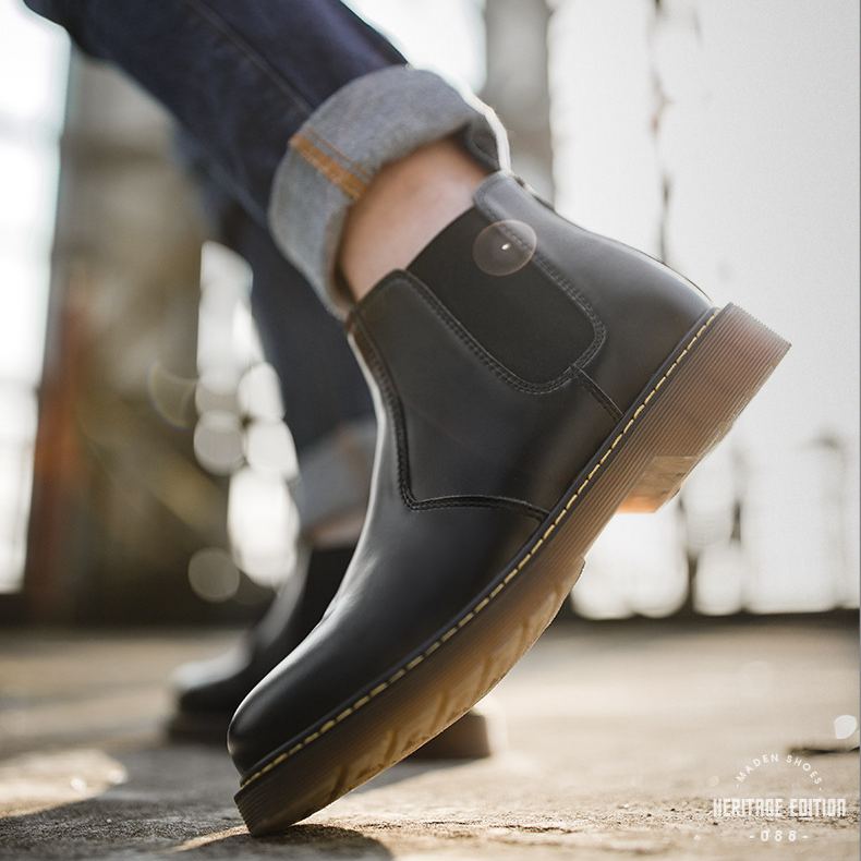 Maden Chelsea Summer English Style Mid Top Casual Work Wear Genuine Leather Martin Boots