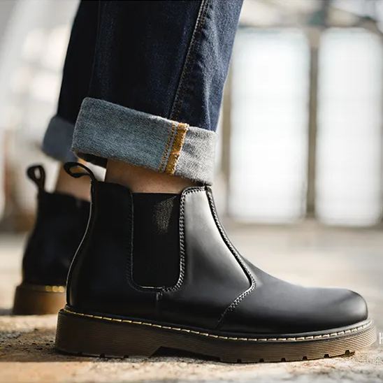 Maden Chelsea Summer English Style Mid Top Casual Work Wear Genuine Leather Martin Boots