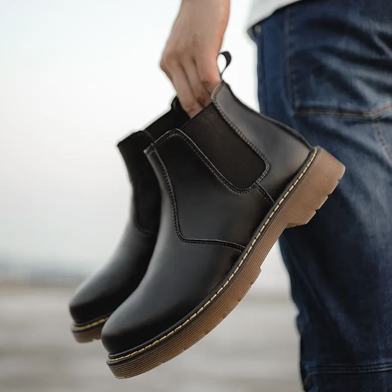 Maden Chelsea Summer English Style Mid Top Casual Work Wear Genuine Leather Martin Boots