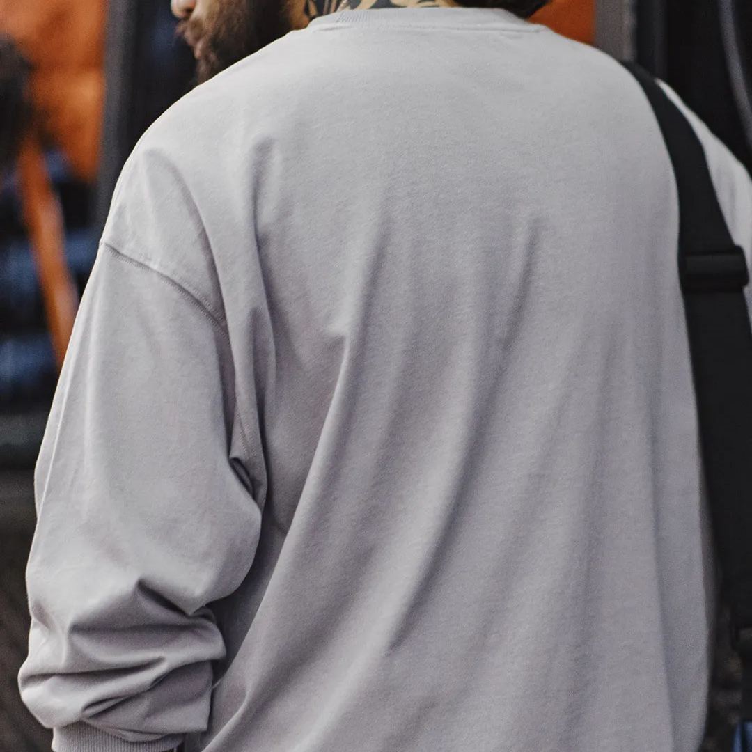 Maden casual solid color pocket long sleeved T-shirt Cityboy loose cotton inner bottom shirt