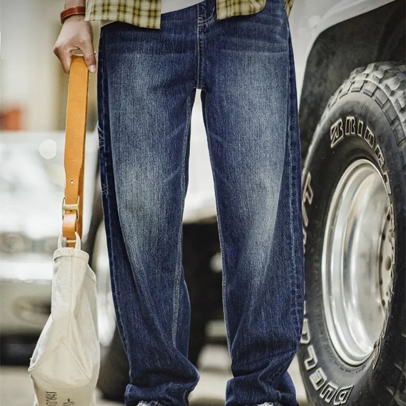 Maden retro ground white logging washed denim loose cotton straight leg jeans