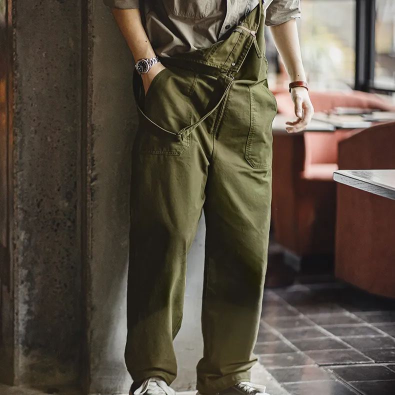 Maden retro navy deck strap pants amikaji strap casual straight leg jumpsuit