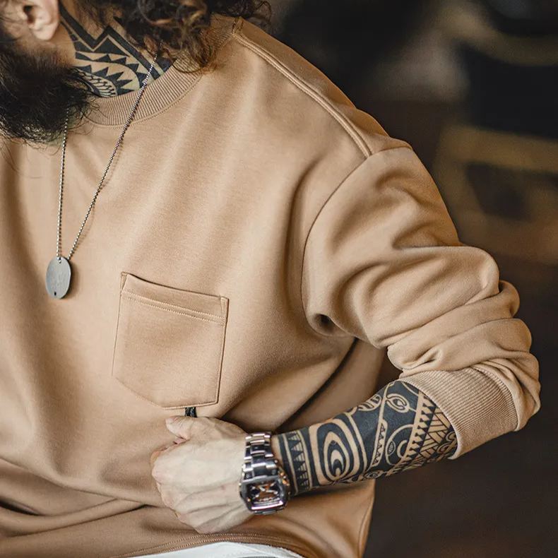 Maden casual air layer 3D letter printed hoodie illustration loose round neck long sleeved top