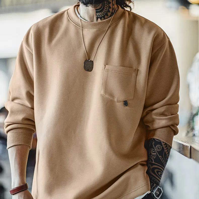 Maden casual air layer 3D letter printed hoodie illustration loose round neck long sleeved top