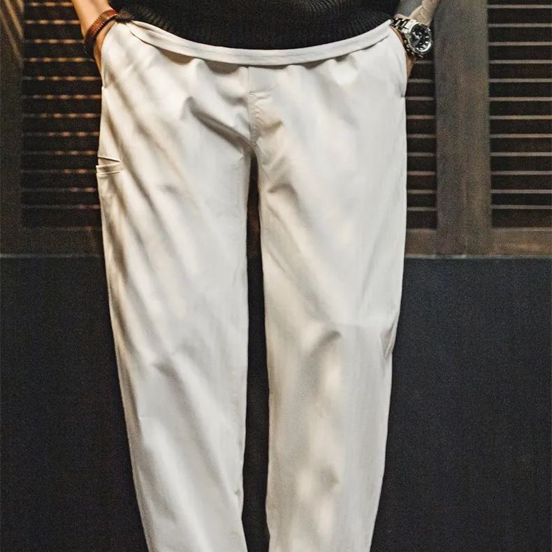 Maden herringbone Easypants clean fit straight tapered long pants
