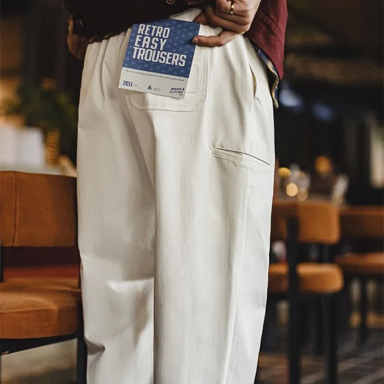 Maden herringbone Easypants clean fit straight tapered long pants