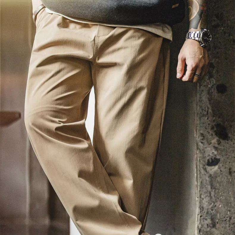 Maden herringbone Easypants clean fit straight tapered long pants