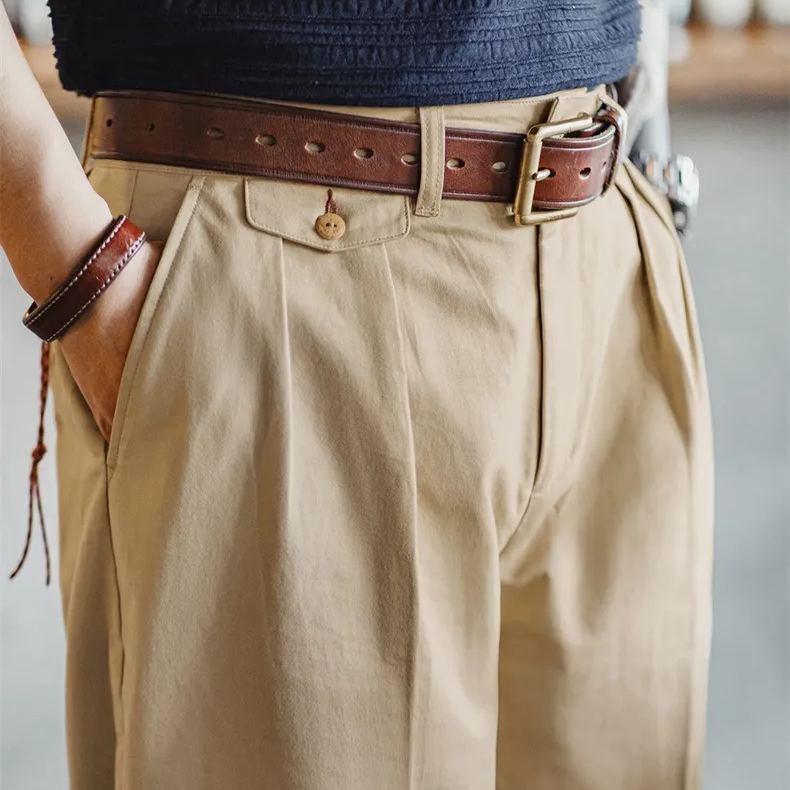 Maden vintage Chino casual pants vintage tapered pure cotton khaki straight leg pants