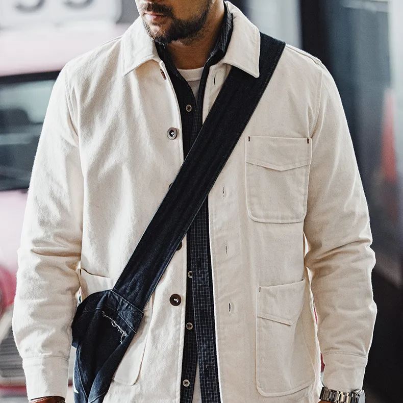 Maden French Retro Heavy Cotton Seed Shell Jacket Twill Cotton Collar Corduroy Splicing Coat