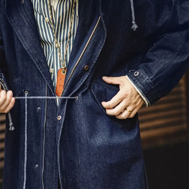 Maden vintage M51 denim fishtail windbreaker loose mid length hooded jacket