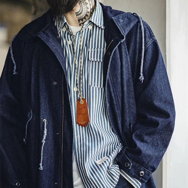 Maden vintage M51 denim fishtail windbreaker loose mid length hooded jacket