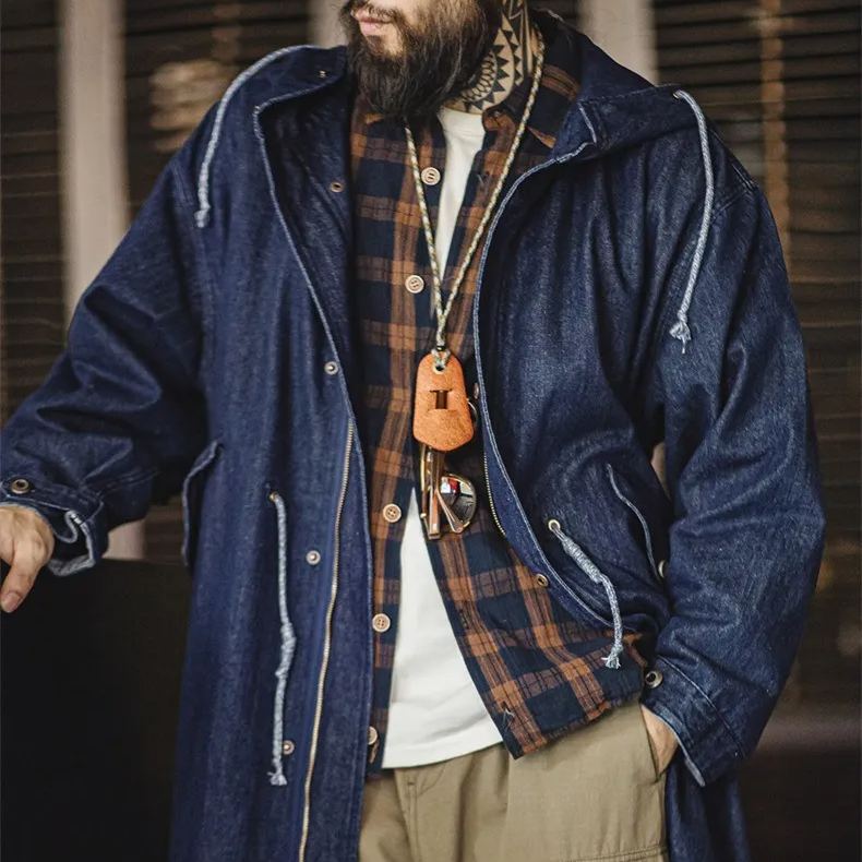 Maden vintage M51 denim fishtail windbreaker loose mid length hooded jacket